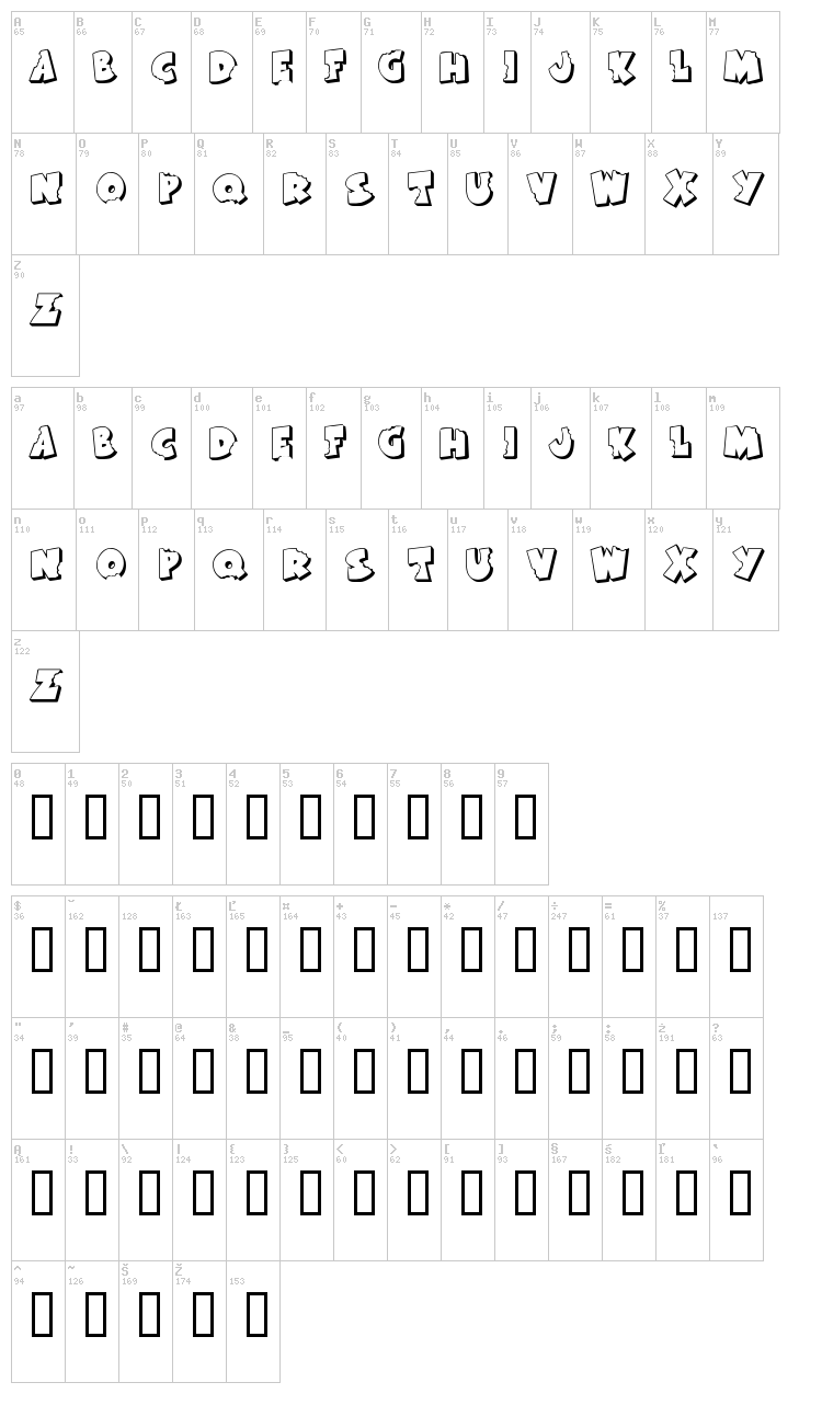 KR Bite Me font map